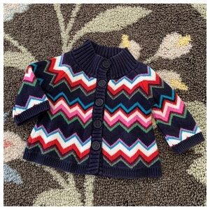 Vintage Y2K Baby Gap Cable Knit Button Down Sweater Chevron Stripes 3-6 Mos 2009